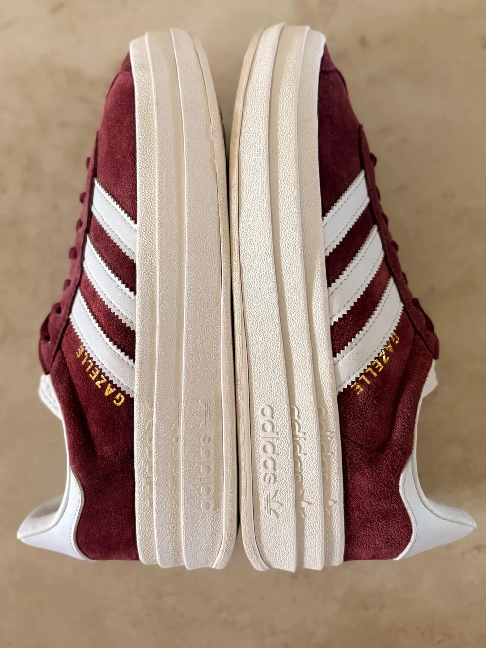 ADISAS Gazelle Bold Suede Platform Sneakers |Shadow Red Cloud White | Size 8.5